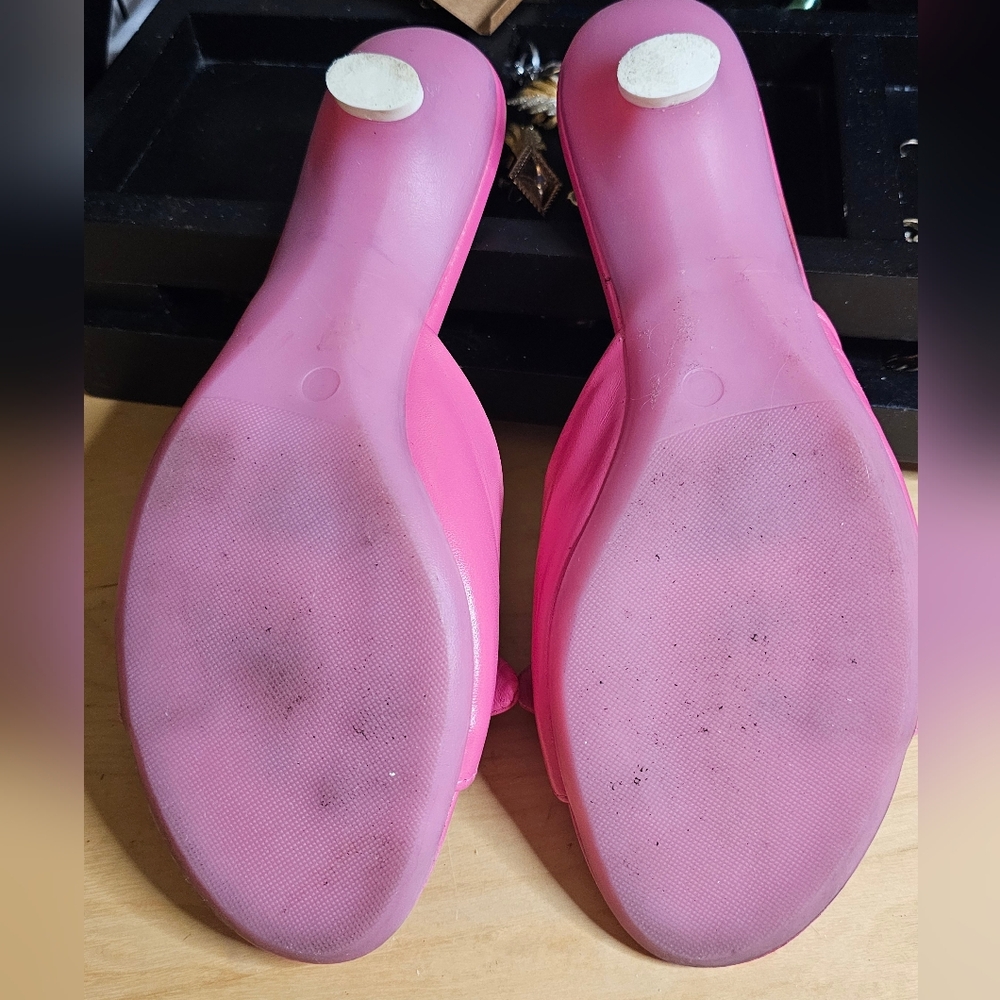 Sz 8 pink leather kitten heel knot slides - made in Italy - Picture 4 of 12